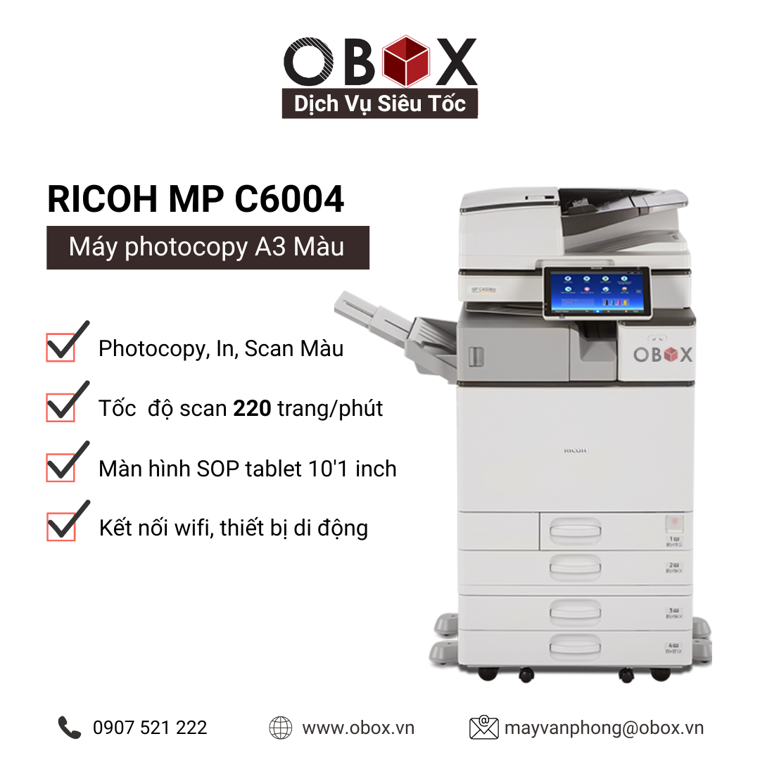  RICOH MP C6004 - Gói thuê 100 màu 1000 đen trắng/tháng
