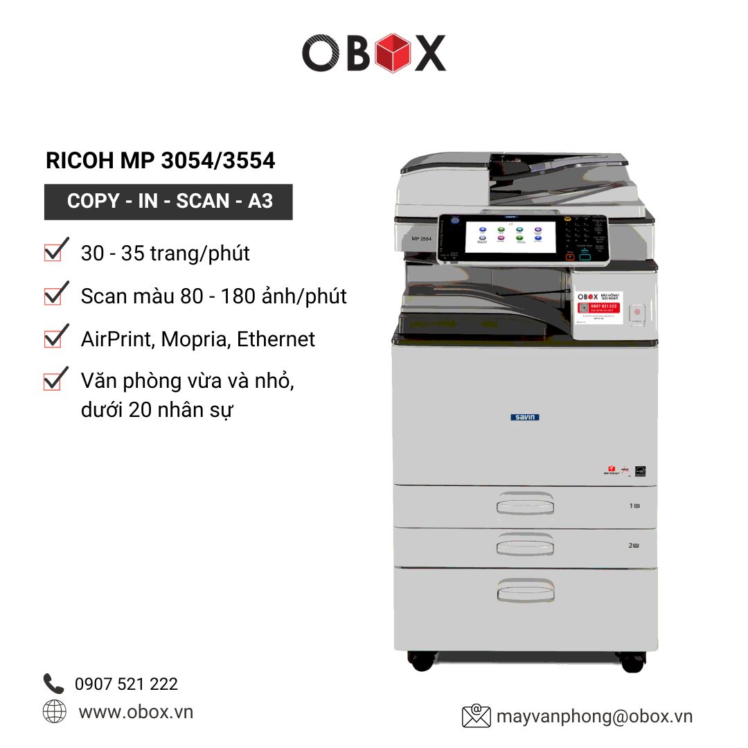 Thuê Máy Photocopy Ricoh MP 3054 3554 | Bền Bỉ – Tiết Kiệm – Giá Hợp Lý