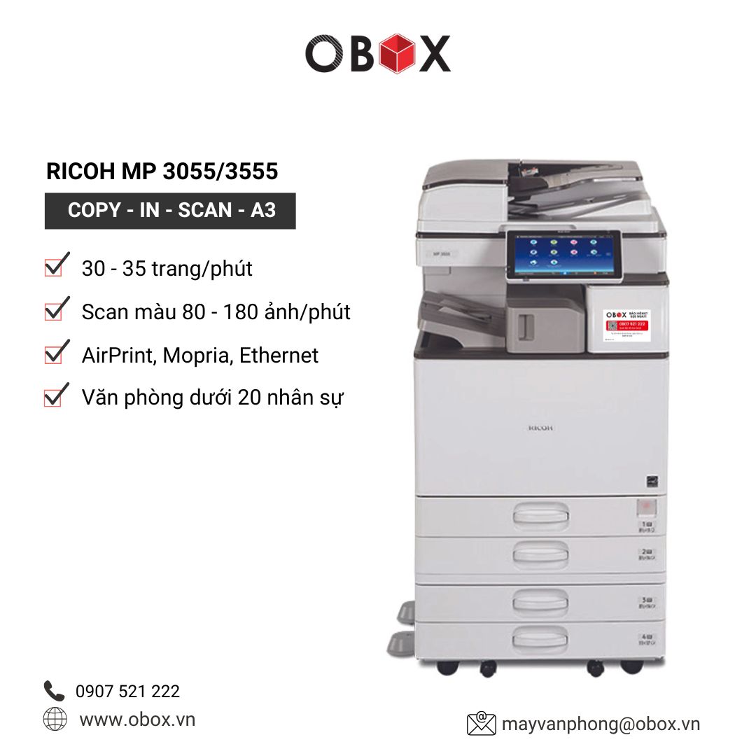 Thuê Máy Photocopy Ricoh MP 3055 – 3555 | Nhỏ Gọn – Tiết Kiệm – Hiệu Quả